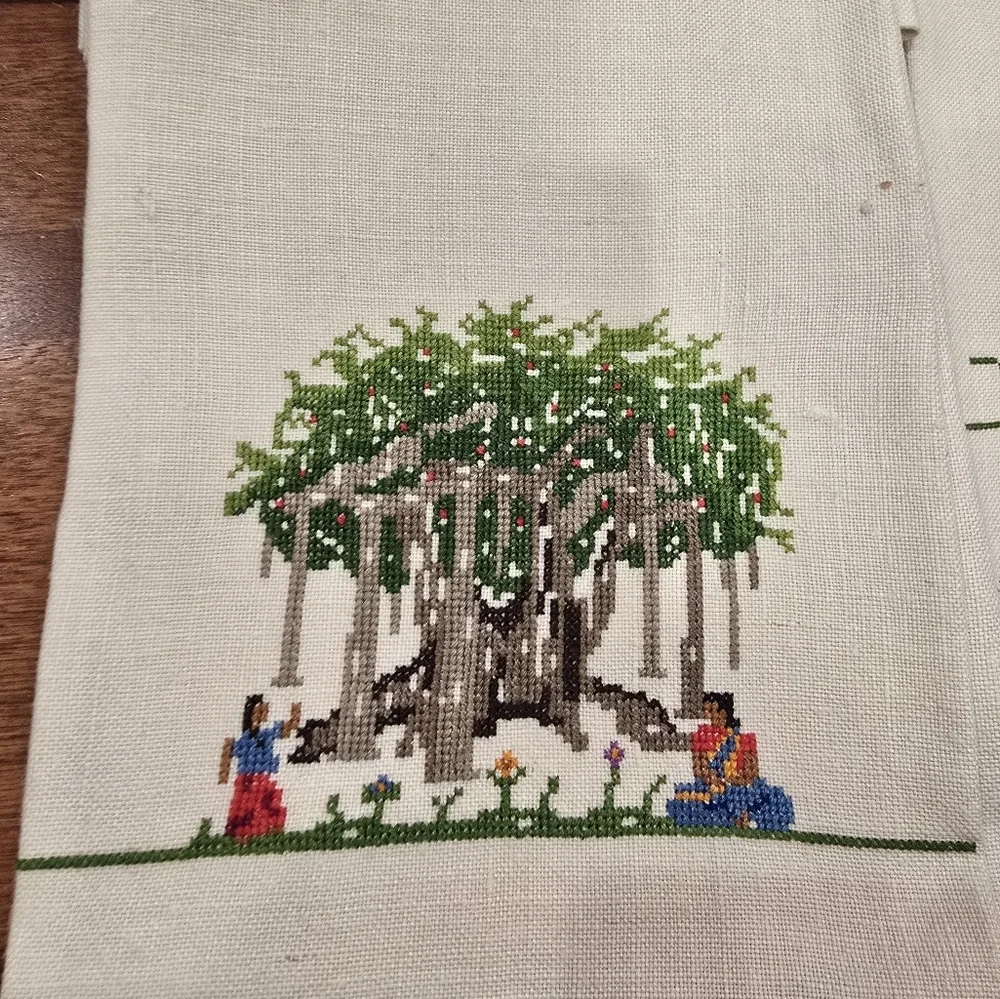 Hand embroidered table and hand linens from Indonesia 1950s